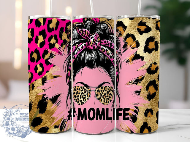Mom Life Cheetah Tumbler Wrap, Pink Tumbler, Gold Cheetah, Mom Life, 20oz Tumbler Wrap, Sublimation Design, Cheetah Print, Coffee Tumbler Sublimation ToriDesigns 