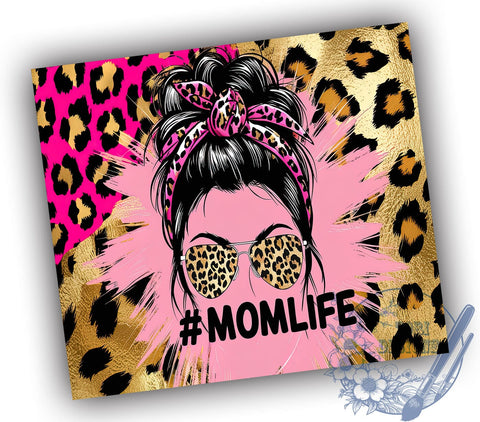Mom Life Cheetah Tumbler Wrap, Pink Tumbler, Gold Cheetah, Mom Life, 20oz Tumbler Wrap, Sublimation Design, Cheetah Print, Coffee Tumbler Sublimation ToriDesigns 