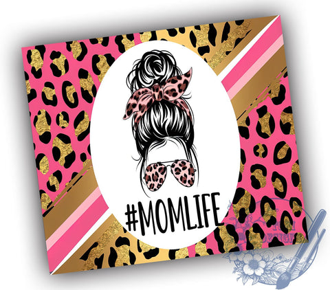 Mom Life Cheetah Tumbler Wrap, Pink Tumbler, Gold Cheetah, Mom Life, 20oz Tumbler Wrap, Sublimation Design, Cheetah Print, Coffee Tumbler Sublimation ToriDesigns 
