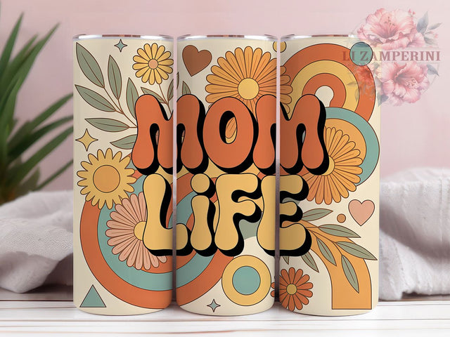 Mom Life Coffee Quote 20oz Tumbler Wrap, Mom Life Coffee, Coffee Quote Design, Vintage Coffee PNG, 20oz Tumbler Wrap, Coffee Lover Design, Retro Sublimation PNG Sublimation Li Zamperini 