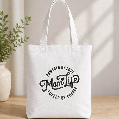 Mom Life Embroidery Design – Powered by Love Fueled by Coffee Machine Embroidery File, Funny Mama Quote, Coffee Mom Design Embroidery/Applique DESIGNS PatternFeed8 