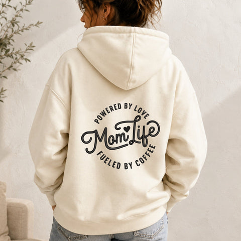 Mom Life Embroidery Design – Powered by Love Fueled by Coffee Machine Embroidery File, Funny Mama Quote, Coffee Mom Design Embroidery/Applique DESIGNS PatternFeed8 