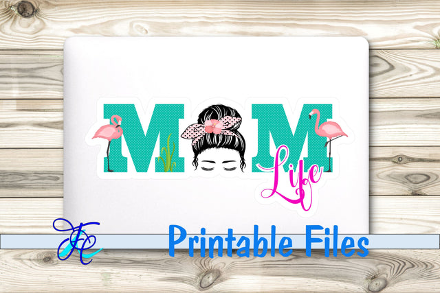 Mom Life Flamingo Stickers 3D Paper Family Creations 