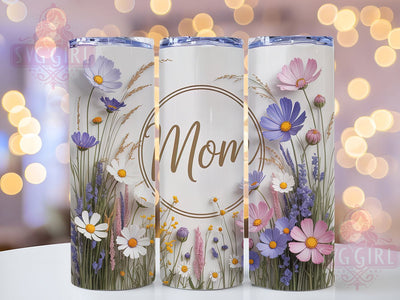 Mom Life Floral 20oz Tumbler, Mother's Day, Floral Print, Elegant Tumbler, 20oz Sublimation, PNG Design, Gift Idea Sublimation SvggirlplusArt 