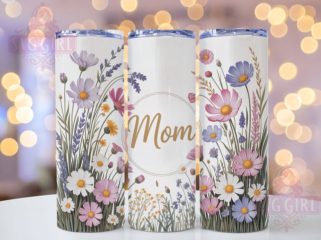 Mom Life Floral 20oz Tumbler, Mother's Day, Floral Print, Elegant Tumbler, 20oz Sublimation, PNG Design, Gift Idea Sublimation SvggirlplusArt 