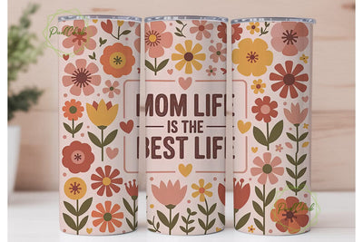Mom Life Floral 20oz Tumbler Wrap Sublimation PixelChick 