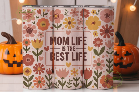 Mom Life Floral 20oz Tumbler Wrap Sublimation PixelChick 