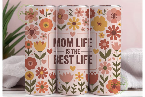Mom Life Floral 20oz Tumbler Wrap Sublimation PixelChick 