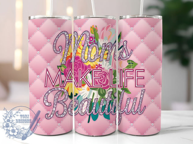 Mom Life Floral Tumbler Wrap Gift, Mom Tumbler Wrap, Mother's Day Gift, Sublimation Tumbler Design, 20oz Skinny Tumbler, Mom Life Design, Floral Tumbler Wrap, Mom Sublimation Wrap Sublimation ToriDesigns 