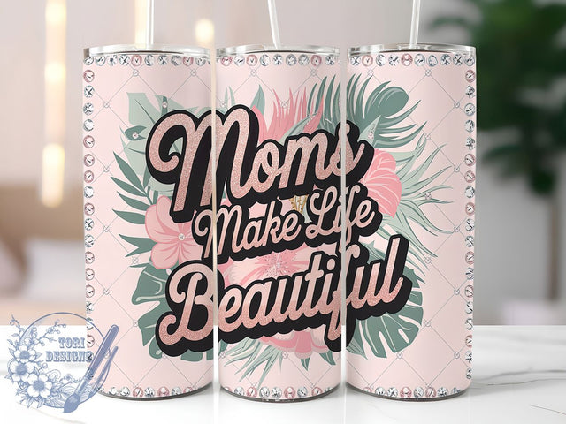 Mom Life Floral Tumbler Wrap Gift, Mom Tumbler Wrap, Mother's Day Gift, Sublimation Tumbler Design, 20oz Skinny Tumbler, Mom Life Design, Floral Tumbler Wrap, Mom Sublimation Wrap Sublimation ToriDesigns 