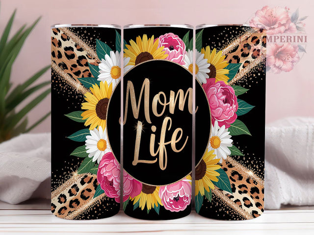 Mom Life Leopard Glitter Flower Tumbler, Leopard Print Tumbler, Glitter Flower Tumbler, 20oz Tumbler Wrap, Trendy Mom Tumbler, Animal Print Tumbler, Floral Mom Tumbler Sublimation Li Zamperini 