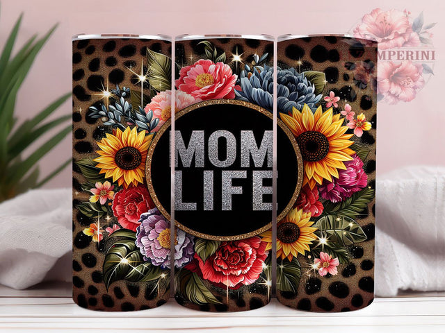 Mom Life Leopard Glitter Flower Tumbler, Leopard Print Tumbler, Glitter Flower Tumbler, 20oz Tumbler Wrap, Trendy Mom Tumbler, Animal Print Tumbler, Floral Mom Tumbler Sublimation Li Zamperini 