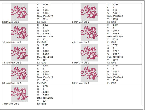 Mom Life Machine Embroidery Design – Motherhood Quote Heart Embroidery File Embroidery/Applique DESIGNS PatternFeed8 