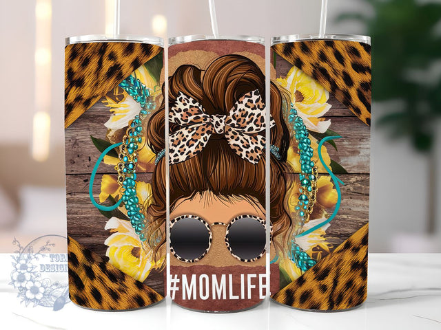 Mom Life Messy Bun 20oz Skinny Tumbler, Mothers Day Tumbler Png, Straight & Tapered Tumbler Wrap, Instant Digital Download Sublimation ToriDesigns 
