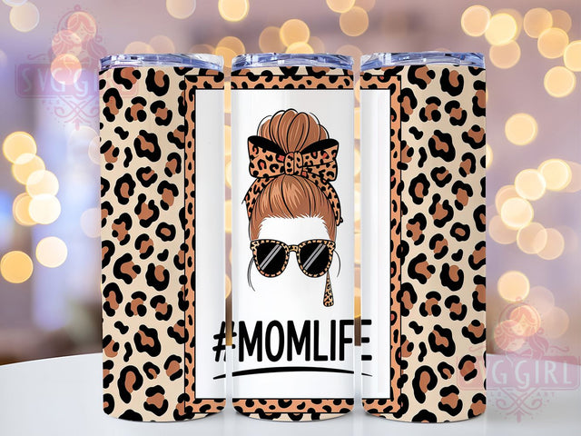 Mom Life Messy Bun Leopard Tumbler, Messy Bun Wrap, 20oz Sublimation Wrap, Leopard Print Cup, Stylish Mama Design, Trendy Mom Tumbler, Cute Mom Aesthetic Sublimation SvggirlplusArt 
