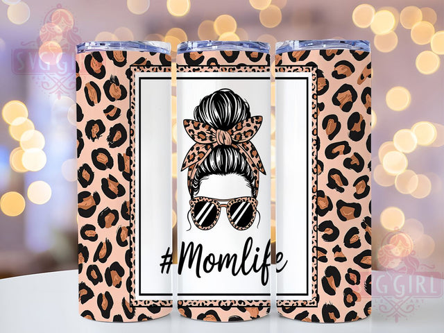 Mom Life Messy Bun Leopard Tumbler, Messy Bun Wrap, 20oz Sublimation Wrap, Leopard Print Cup, Stylish Mama Design, Trendy Mom Tumbler, Cute Mom Aesthetic Sublimation SvggirlplusArt 