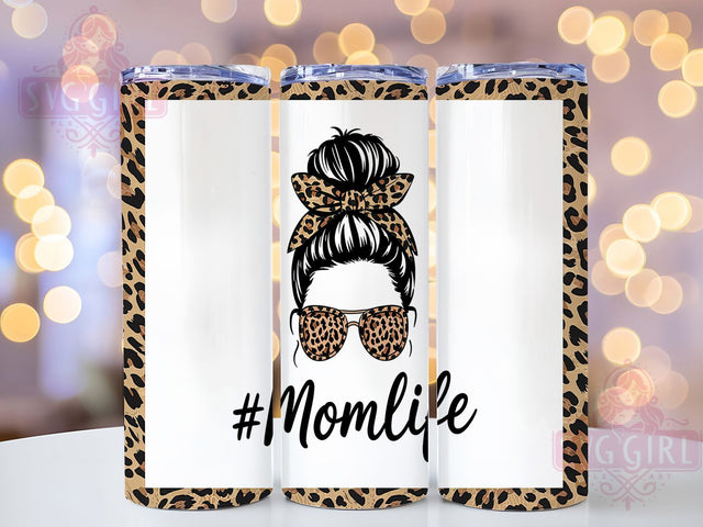 Mom Life Messy Bun Leopard Tumbler, Messy Bun Wrap, 20oz Sublimation Wrap, Leopard Print Cup, Stylish Mama Design, Trendy Mom Tumbler, Cute Mom Aesthetic Sublimation SvggirlplusArt 