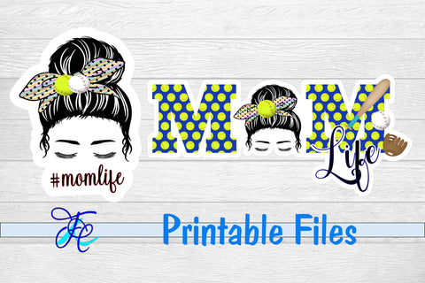 Mom Life Softball Stickers 3D Paper Family Creations 