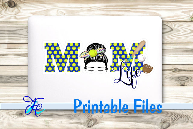 Mom Life Softball Stickers 3D Paper Family Creations 