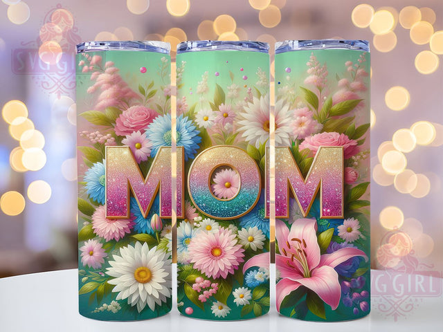 Mom Life Sunflower 20oz Tumbler, Glitter Design, Mother's Day, Sunflower Print, 3D Effect, 20oz Sublimation, PNG Design Sublimation SvggirlplusArt 