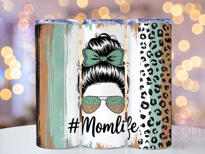 Mom Life Teal 20oz Tumbler, Teal Design, Messy Bun, Stylish Tumbler, 20oz Sublimation, PNG Design, Trendy Gift Sublimation SvggirlplusArt 