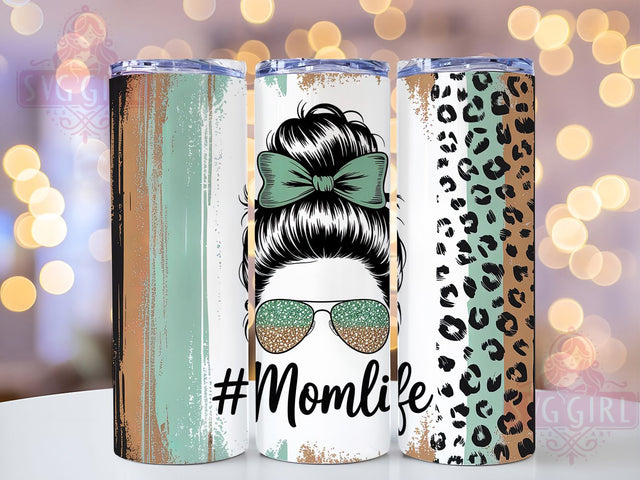 Mom Life Teal 20oz Tumbler, Teal Design, Messy Bun, Stylish Tumbler, 20oz Sublimation, PNG Design, Trendy Gift Sublimation SvggirlplusArt 