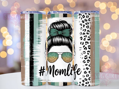 Mom Life Teal 20oz Tumbler, Teal Design, Messy Bun, Stylish Tumbler, 20oz Sublimation, PNG Design, Trendy Gift Sublimation SvggirlplusArt 