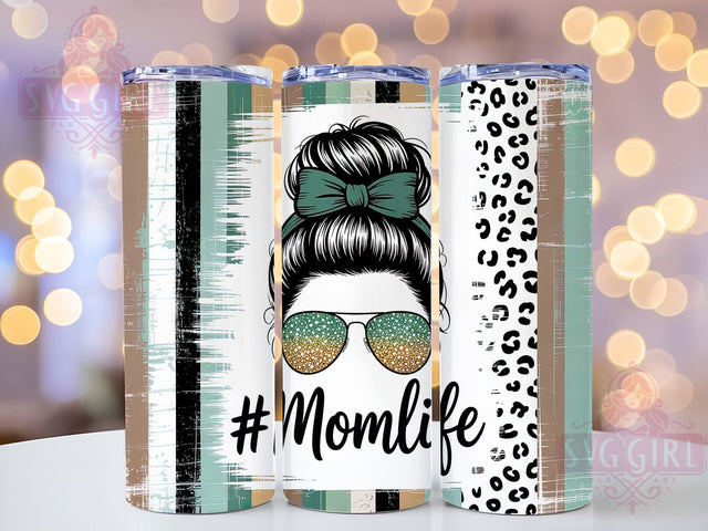 Mom Life Teal 20oz Tumbler, Teal Design, Messy Bun, Stylish Tumbler, 20oz Sublimation, PNG Design, Trendy Gift Sublimation SvggirlplusArt 