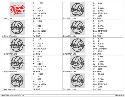 Mom Life Volleyball Embroidery Design – Volleyball Mom Machine Embroidery File, Sports Mama Heart Design Embroidery/Applique DESIGNS PatternFeed8 