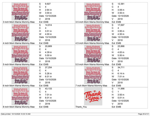 Mom Mama Mommy Maa Embroidery Design – Retro Motherhood Typography Mom Life Machine Embroidery File Embroidery/Applique DESIGNS PatternFeed8 
