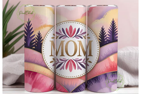 Mom Mandala Floral 20oz Tumbler Wrap Sublimation PixelChick 