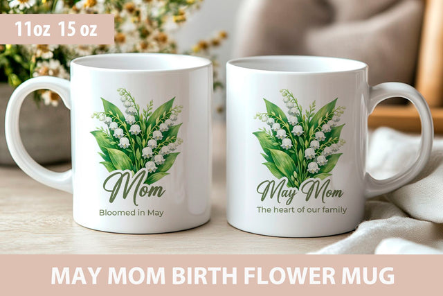 Mom May birth flower mug wrap, Mothers day mug wrap sublimation Sublimation KMarinaDesign 
