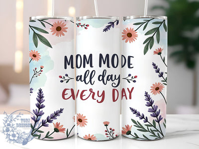 Mom Mode, Mother's Day, Watercolor Wildflowers, Mama Tumbler, 20oz Wrap, Floral Design, Digital Download Sublimation ToriDesigns 