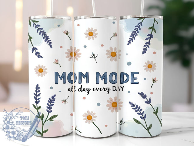 Mom Mode, Mother's Day, Watercolor Wildflowers, Mama Tumbler, 20oz Wrap, Floral Design, Digital Download Sublimation ToriDesigns 