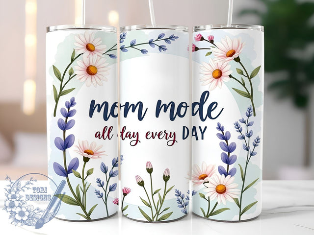Mom Mode, Mother's Day, Watercolor Wildflowers, Mama Tumbler, 20oz Wrap, Floral Design, Digital Download Sublimation ToriDesigns 