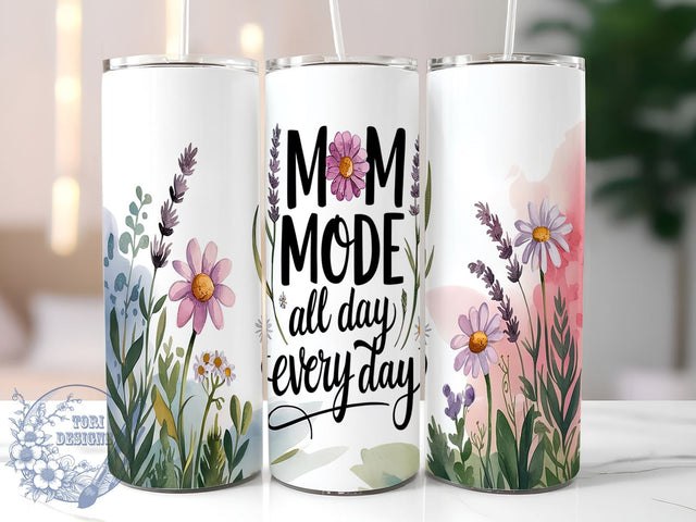 Mom Mode, Mother's Day, Watercolor Wildflowers, Mama Tumbler, 20oz Wrap, Floral Design, Digital Download Sublimation ToriDesigns 