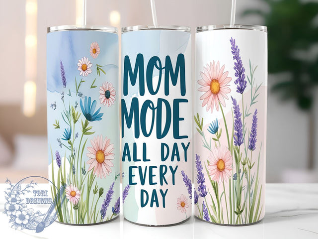 Mom Mode, Mother's Day, Watercolor Wildflowers, Mama Tumbler, 20oz Wrap, Floral Design, Digital Download Sublimation ToriDesigns 
