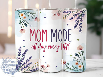 Mom Mode, Mother's Day, Watercolor Wildflowers, Mama Tumbler, 20oz Wrap, Floral Design, Digital Download Sublimation ToriDesigns 