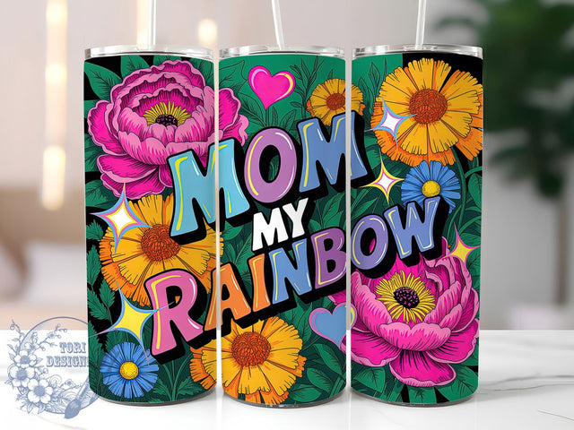 Mom My Rainbow 20oz Tumbler, Glitter Mom Tumbler, Sublimation Wrap, 20oz Tumbler Design, Mother’s Day Gift, PNG Tumbler Wrap, Glam Mom Quote Sublimation ToriDesigns 