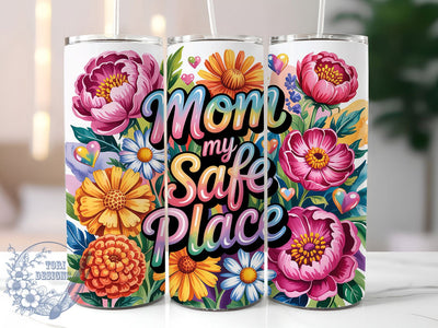 Mom My Safe Place 20oz Tumbler, Glitter Mom Tumbler, Sublimation Wrap, 20oz Tumbler Design, Mother’s Day Gift, PNG Tumbler Wrap, Glam Mom Quote Sublimation ToriDesigns 