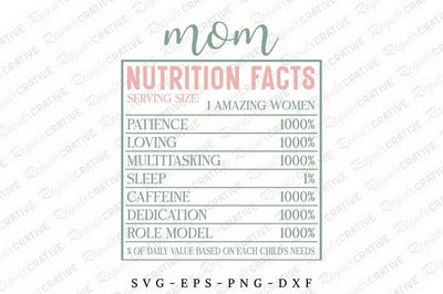 Mom Nutrition Facts SVG Design SVG Regulrcrative 
