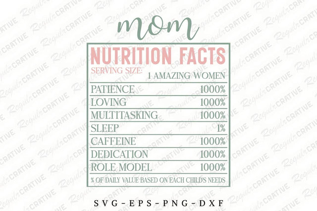 Mom Nutrition Facts SVG Design SVG Regulrcrative 