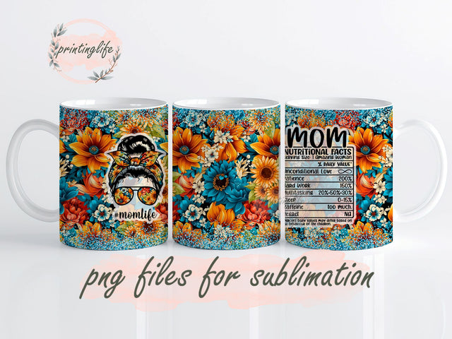 MOM Nutritional Facts Mug Wrap Design, Instant Digital Design Download Mug Wrap Design, Mug Design PNG Sublimation PrintingLife 
