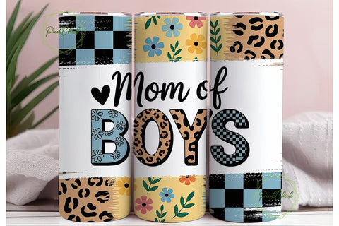Mom of Boys Leopard Checker Tumbler Wrap Sublimation PixelChick 