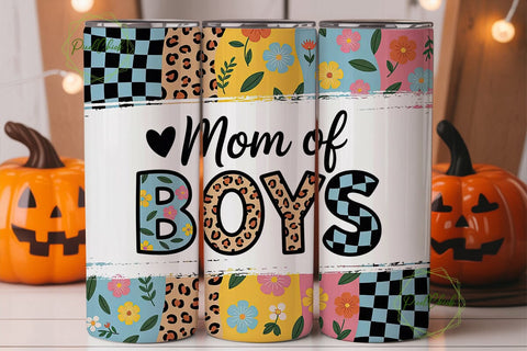 Mom of Boys Leopard Checker Tumbler Wrap Sublimation PixelChick 