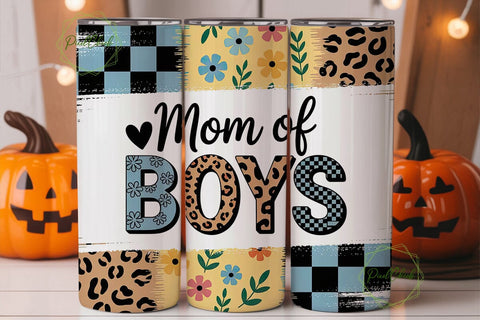 Mom of Boys Leopard Checker Tumbler Wrap Sublimation PixelChick 