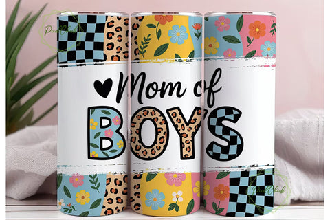 Mom of Boys Leopard Checker Tumbler Wrap Sublimation PixelChick 