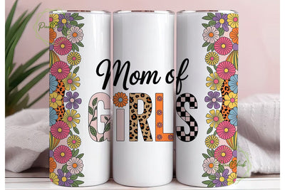 Mom of Girls Floral Leopard Tumbler Wrap Sublimation PixelChick 