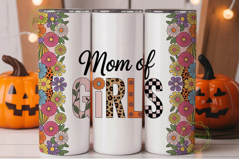 Mom of Girls Floral Leopard Tumbler Wrap Sublimation PixelChick 