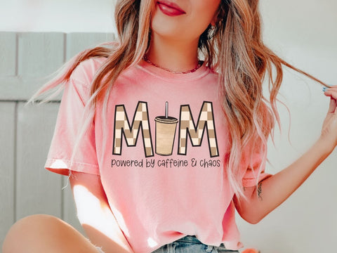 Mom Powered by Caffeine & Chaos | Digital Printable Design Sublimation So Fontsy VIP Design Shop 